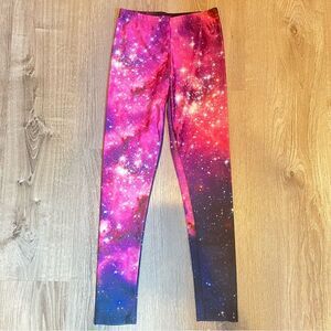 NEW Thinkgeek Black & Pink Galaxy Tie Dye Printed Leggings One Size